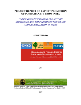 Project Report on Export Promotion of Pomegranate from India