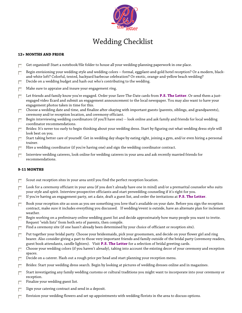 Wedding Checklist