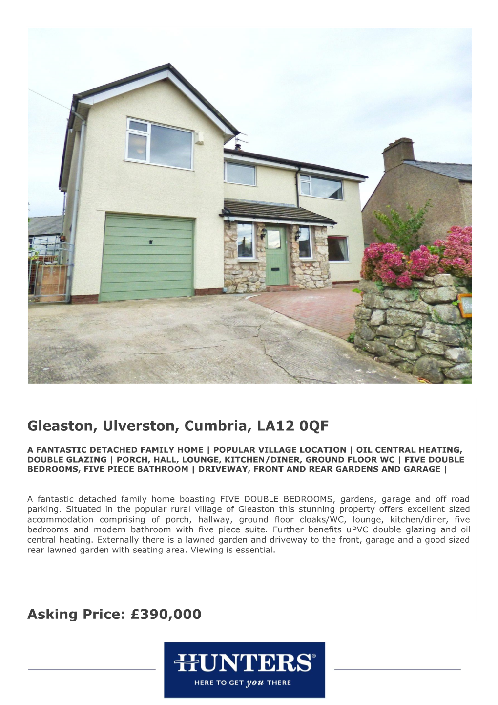 Gleaston, Ulverston, Cumbria, LA12 0QF Asking Price: £390,000