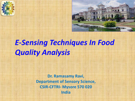 E-Sensing Techniques in Food Quality Analysis