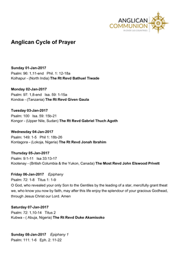 Anglican Cycle of Prayer