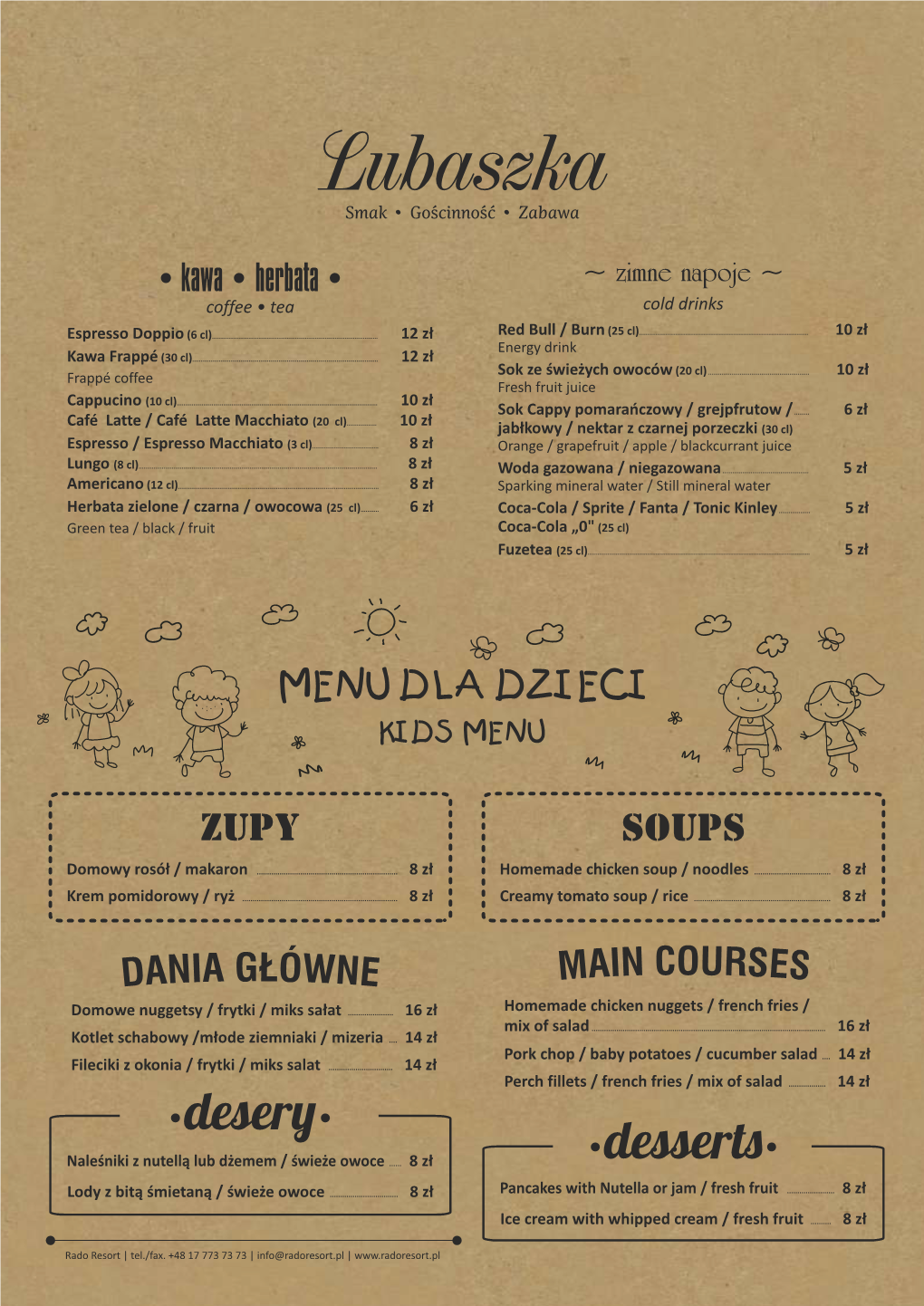 Menu Dla Dzieci Kids Menu