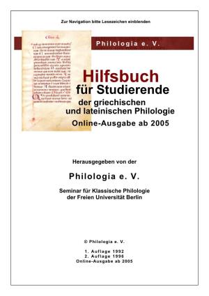 Hilfsbuch Für Studierende Der Griechischen Und Lateinischen Philologie Online-Ausgabe Ab 2005