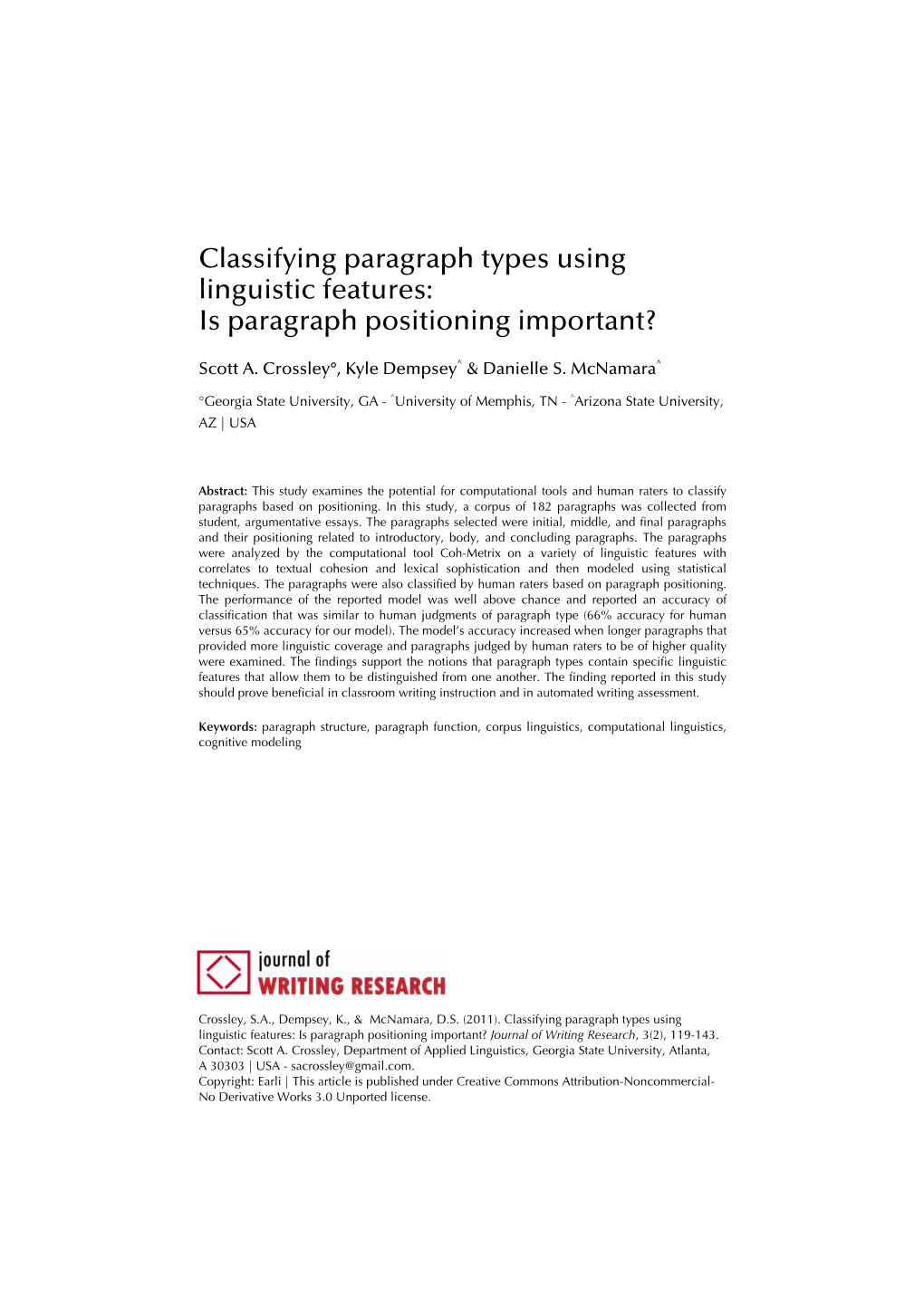 Research Classify Paragraph Types