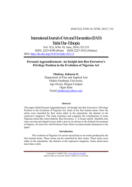 International Journal of Arts and Humanities(IJAH)
