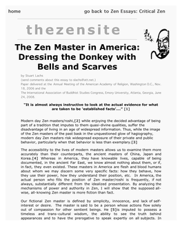 Thezensite the Zen Master in America Dressing the Donkey With