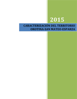 CARACTERIZACIÓN DEL TERRITORIO OROTINA-SAN MATEO-ESPARZA INSTITUTO DE DESARROLLO RURAL DIRECCION REGION PACIFICO CENTRAL OFICINA SUB-REGIONAL DE OROTINA Tel