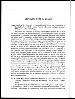 ABSTRACTS of M. Sc. THESES