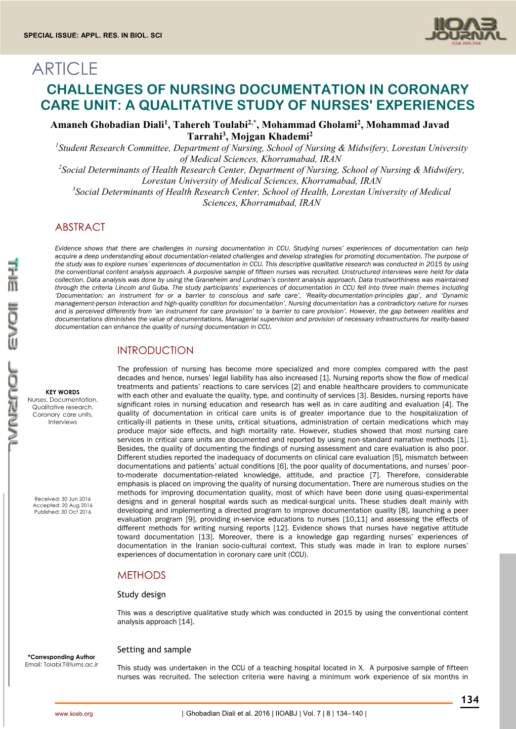 Challenges of Nursing Documentation in Coronary Care Unit