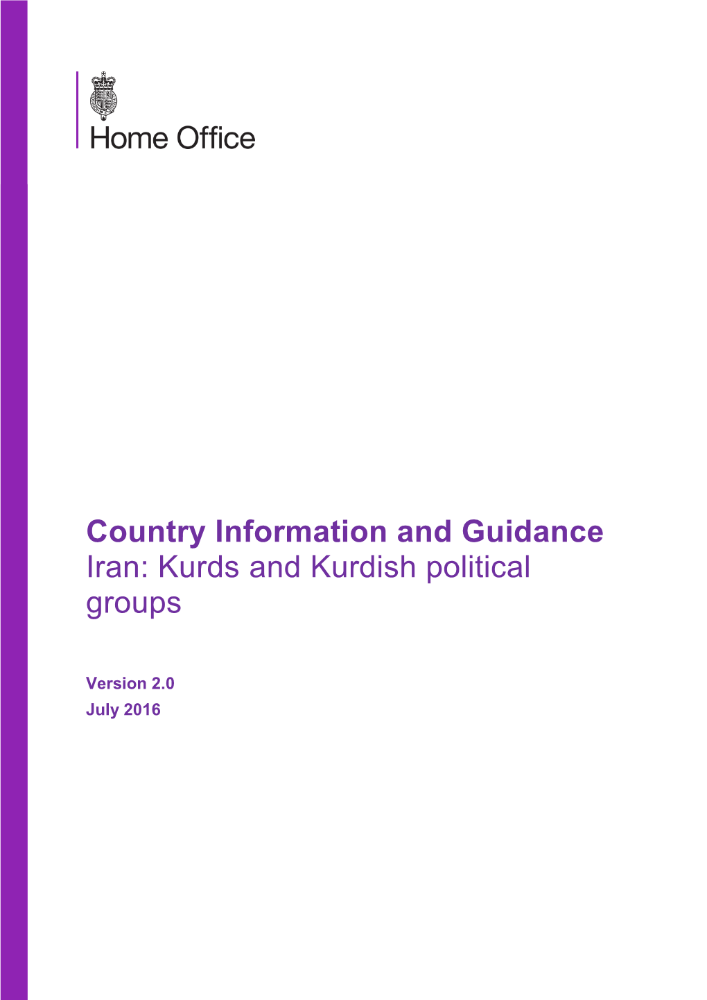 Country Information and Guidance Iran: Kurds and Kurdish Political Groups