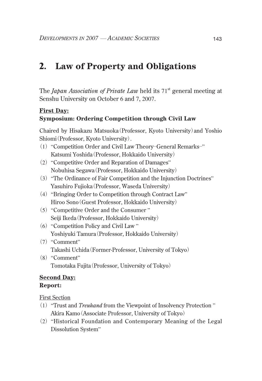 2. Law of Property and Obligations