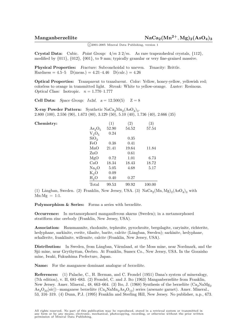 Manganberzeliite Naca2(Mn2+,Mg)2