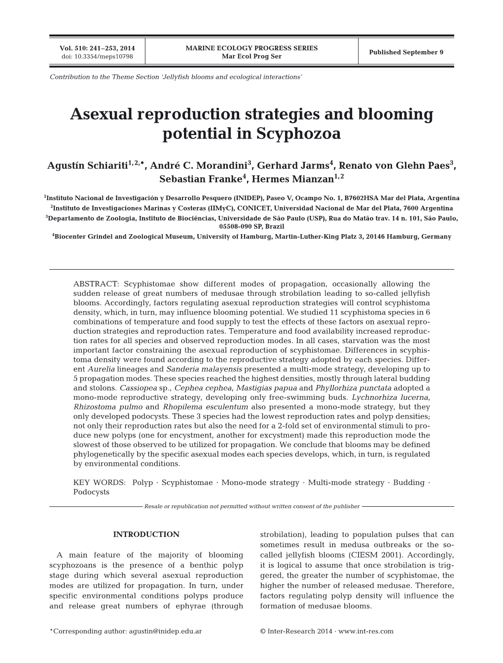 Asexual Reproduction Strategies and Blooming Potential in Scyphozoa