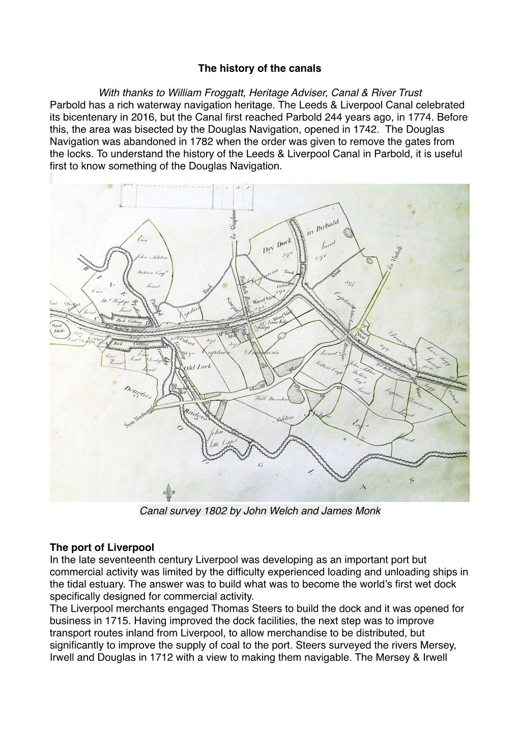 Parbold Canal History