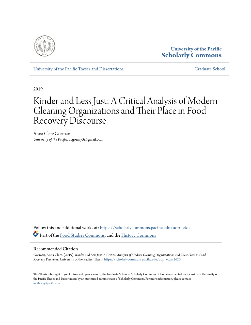 Kinder and Less Just: a Critical Analysis of Modern Gleaning Organizations and Their Place in Food Recovery Discourse