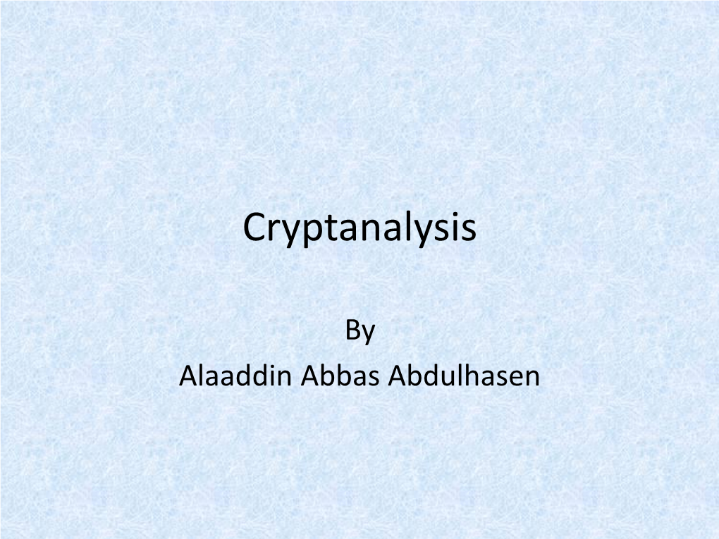 Cryptanalysis