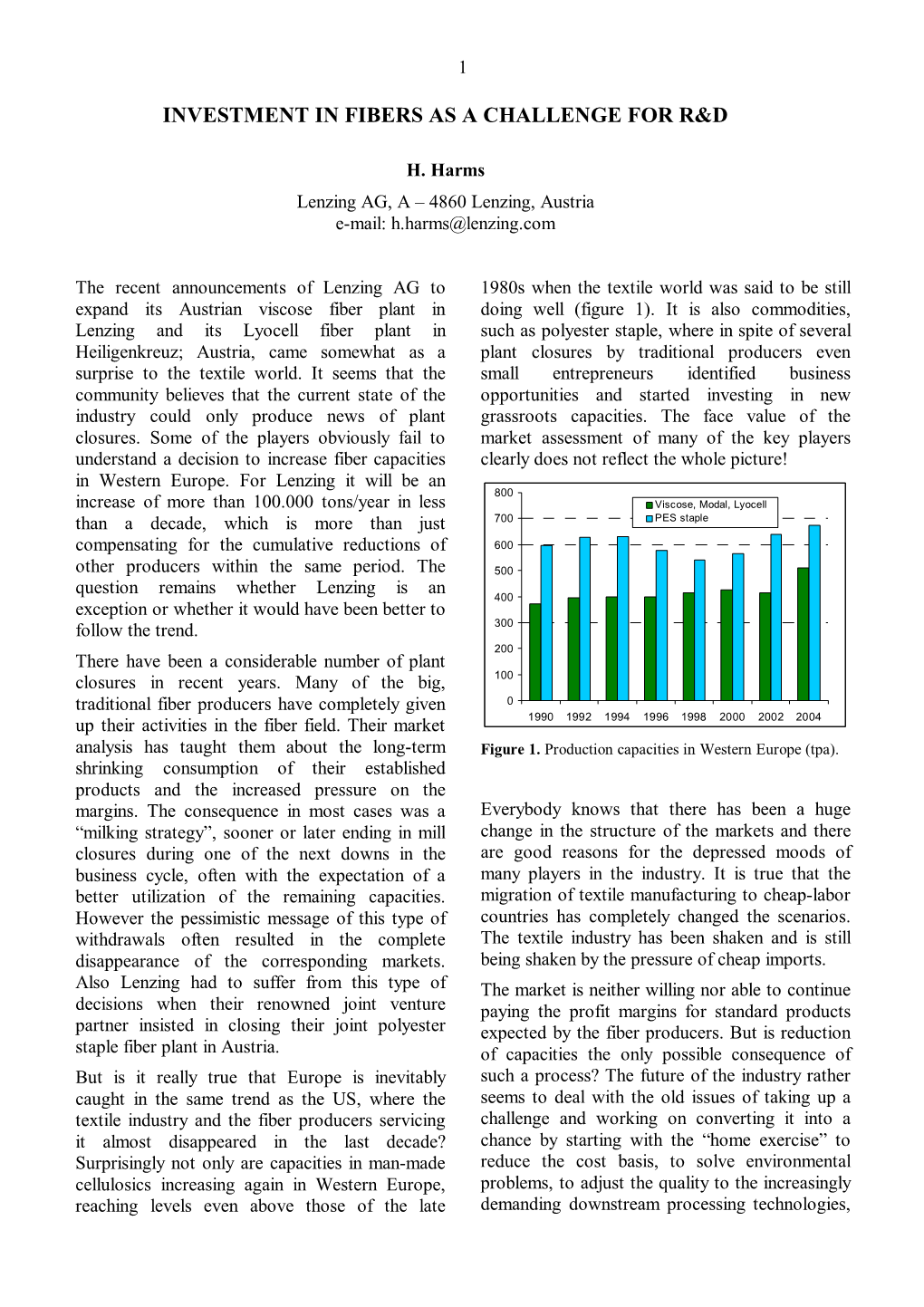 Investment in Fibers As a Challenge for R&D