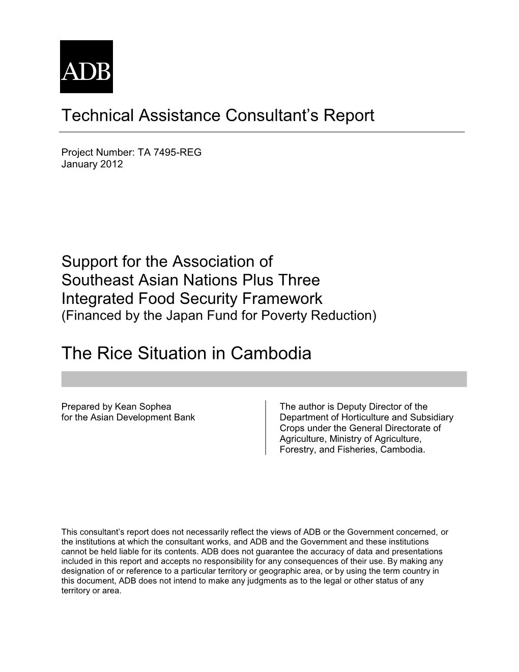 TACR: Regional: the Rice Situation in Cambodia