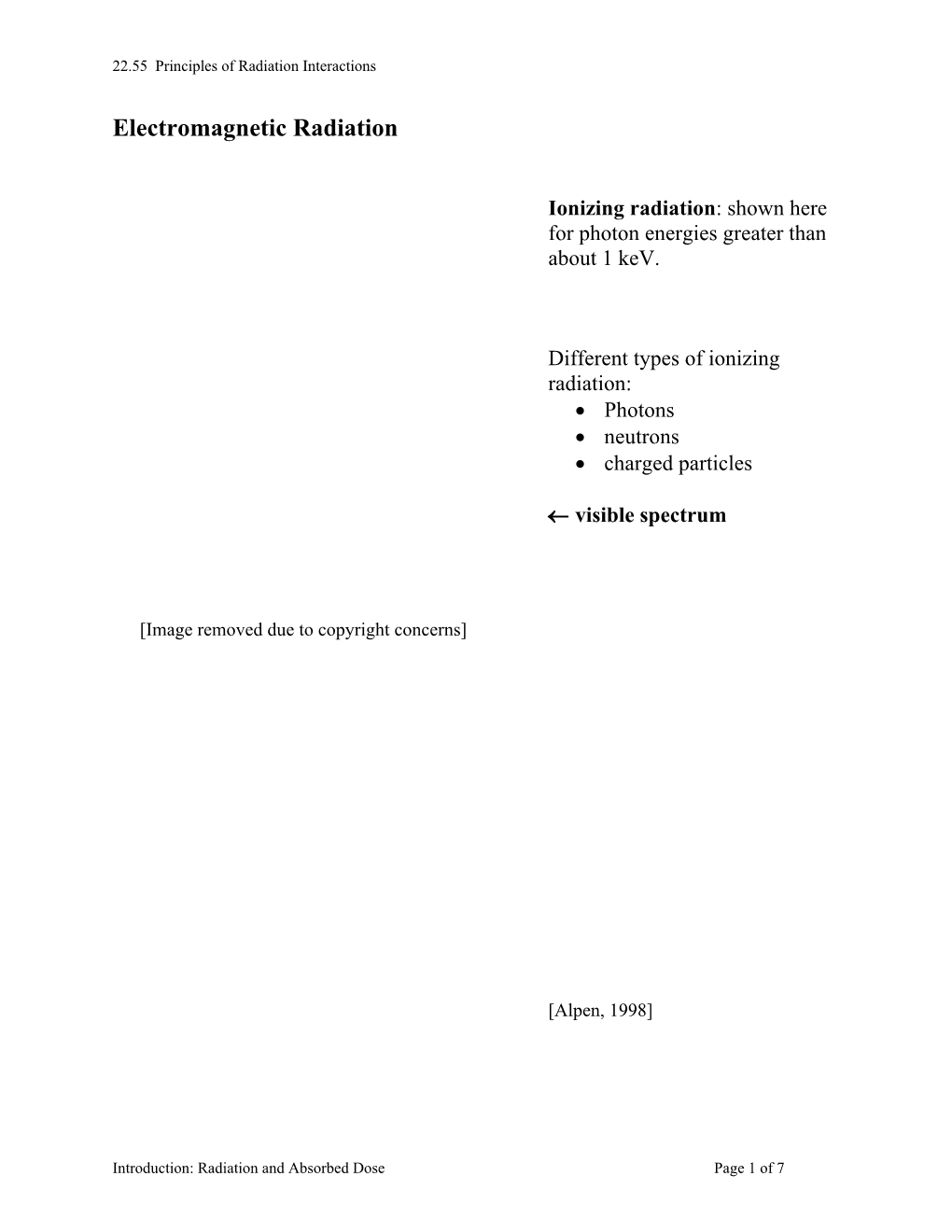 Absorbed Dose Page 1 of 7 22.55 Principles of Radiation Interactions