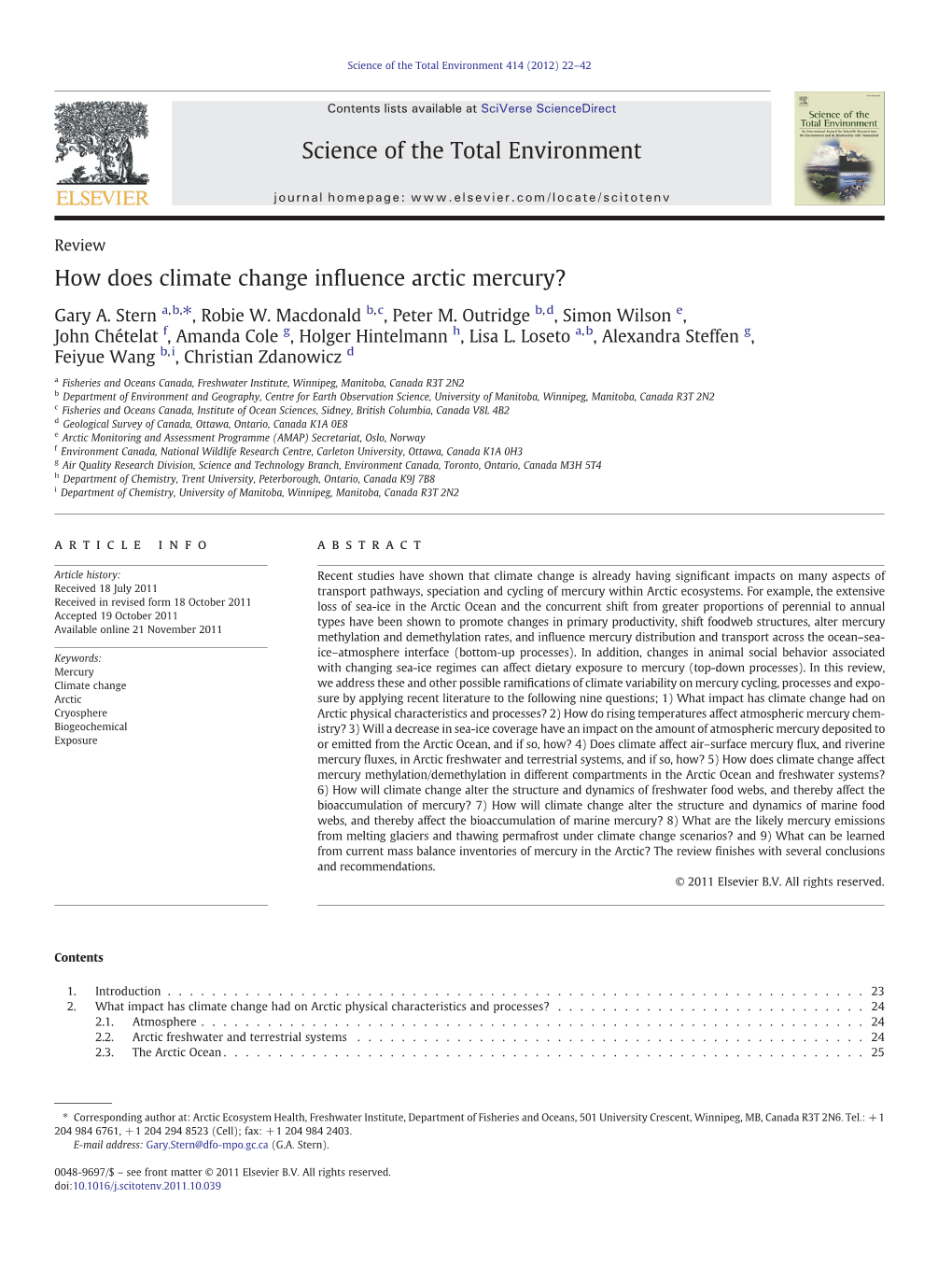 How Does Climate Change Influence Arctic Mercury?