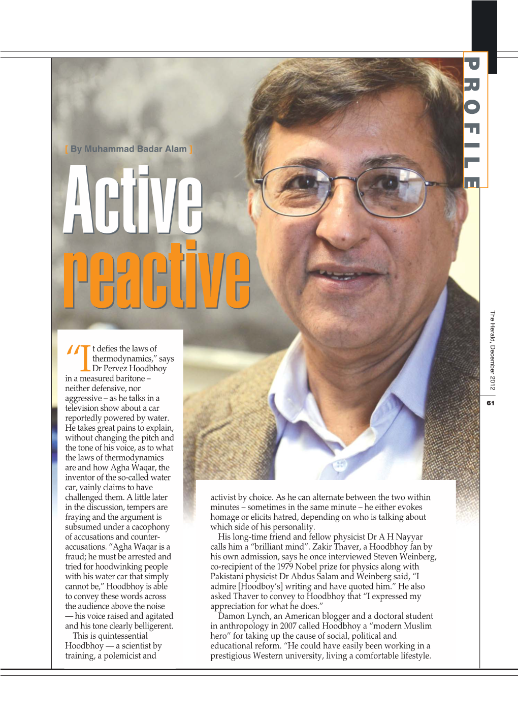 Pervez Hoodbhoy's Profile – Herald, December 2012