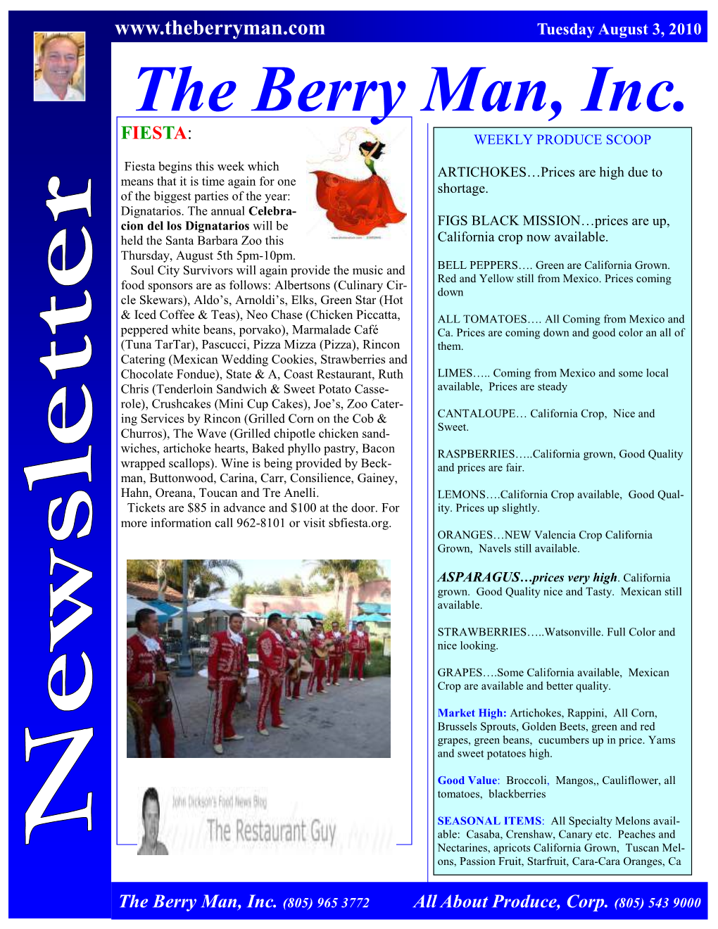 Newsletter August 3, 2010