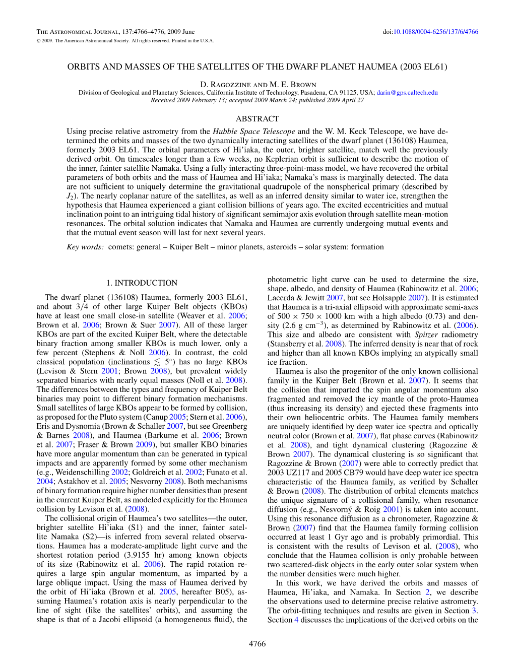 Orbits and Masses of the Satellites of the Dwarf Planet Haumea (2003 El61) D