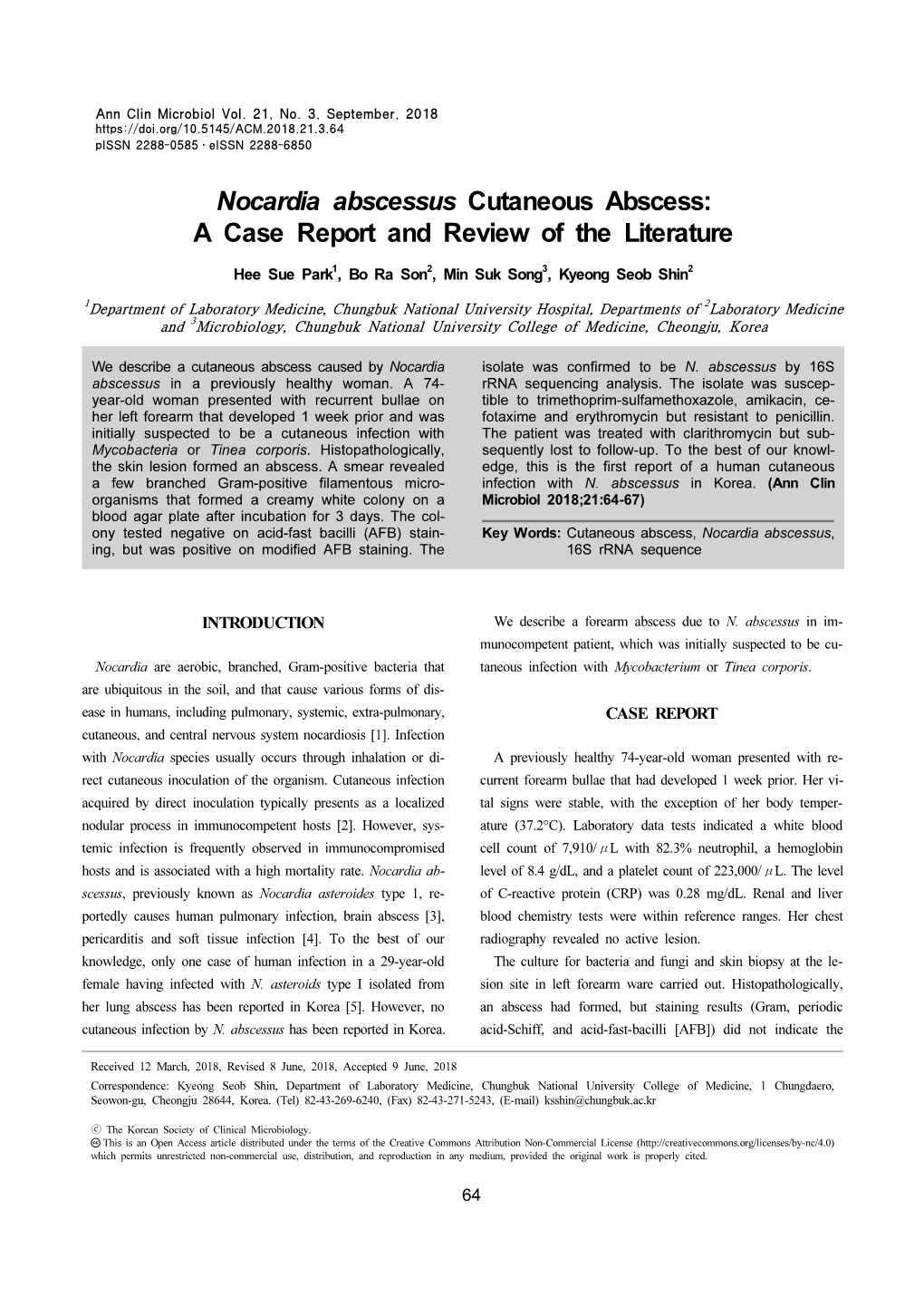 Nocardia Abscessus Cutaneous Abscess: a Case Report and Review of the Literature