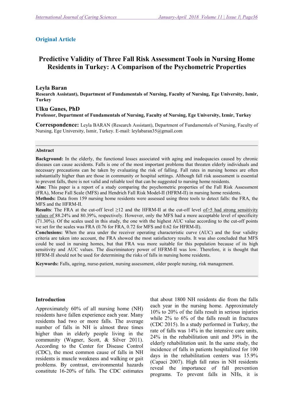 Predictive Validity of Three Fall Risk Assessment Tools in Nursing Home Residents in Turkey: a Comparison of the Psychometric Properties