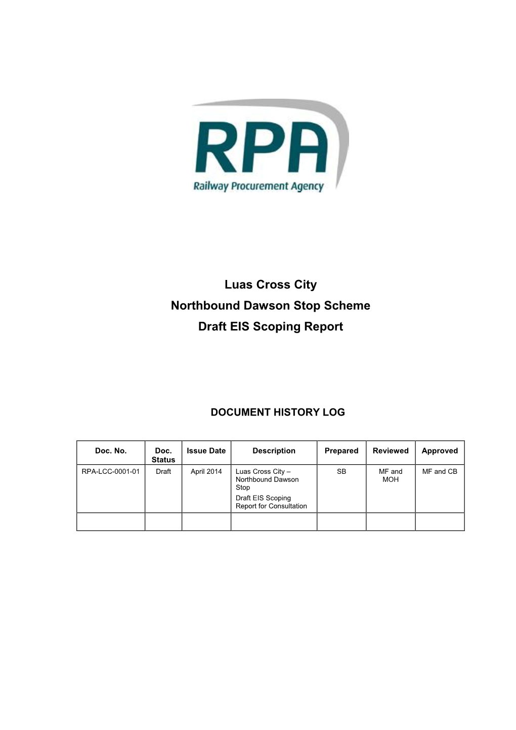 Luas Cross City Northbound Dawson Stop Scheme Draft EIS Scoping Report