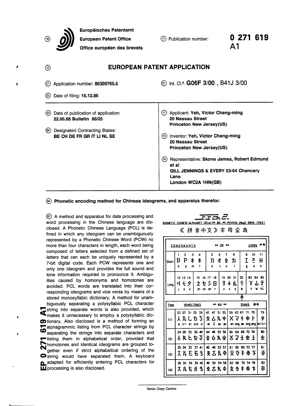 Phonetic Encoding Method for Chinese Ideograms, and Apparatus Therefor