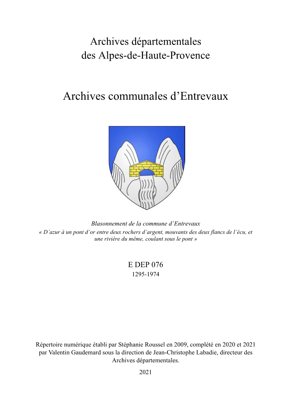 Archives Communales D'entrevaux