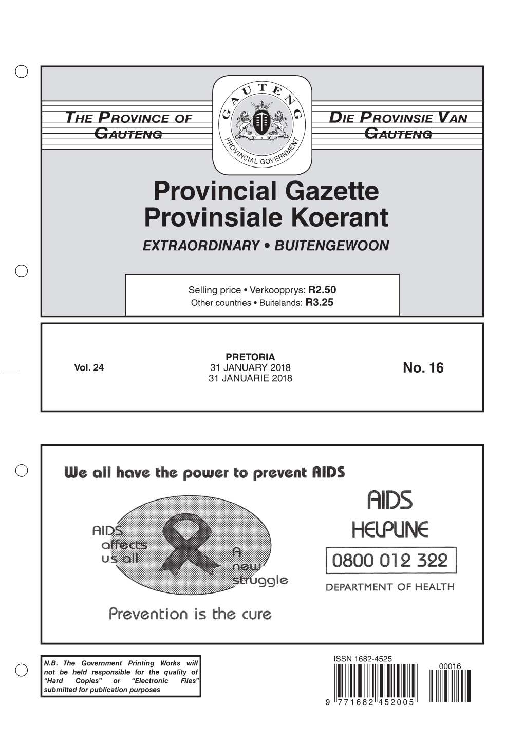 Provincial Gazette Provinsiale Koerant The