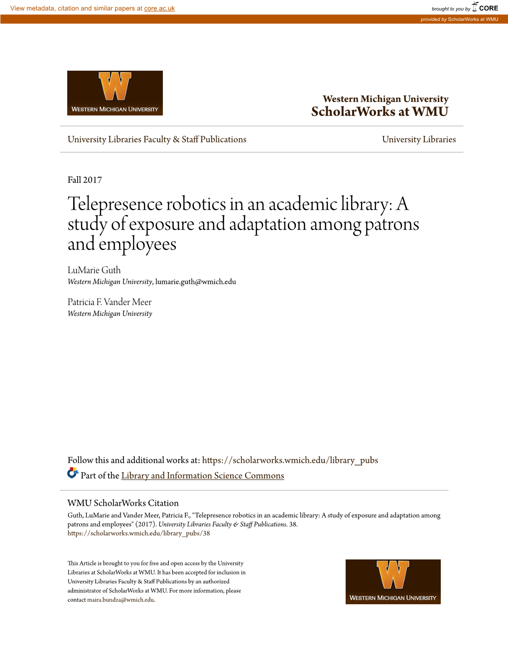 Telepresence Robotics in an Academic Library