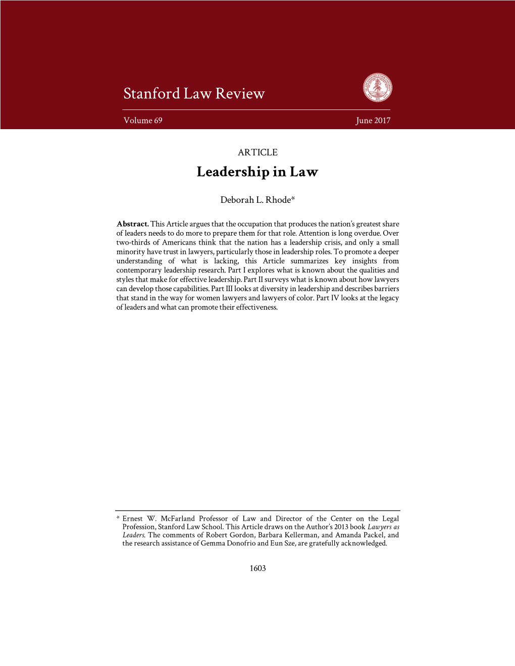 Leadership in Law