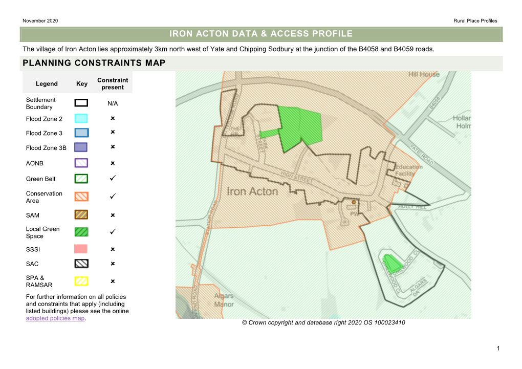 Iron Acton Data & Access Profile