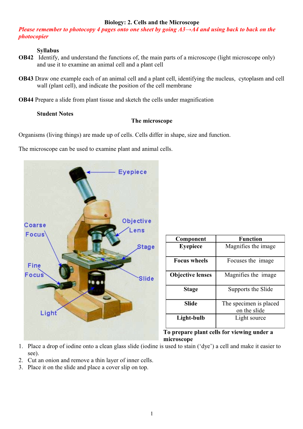 Biology: 2. Cells and the Microscope