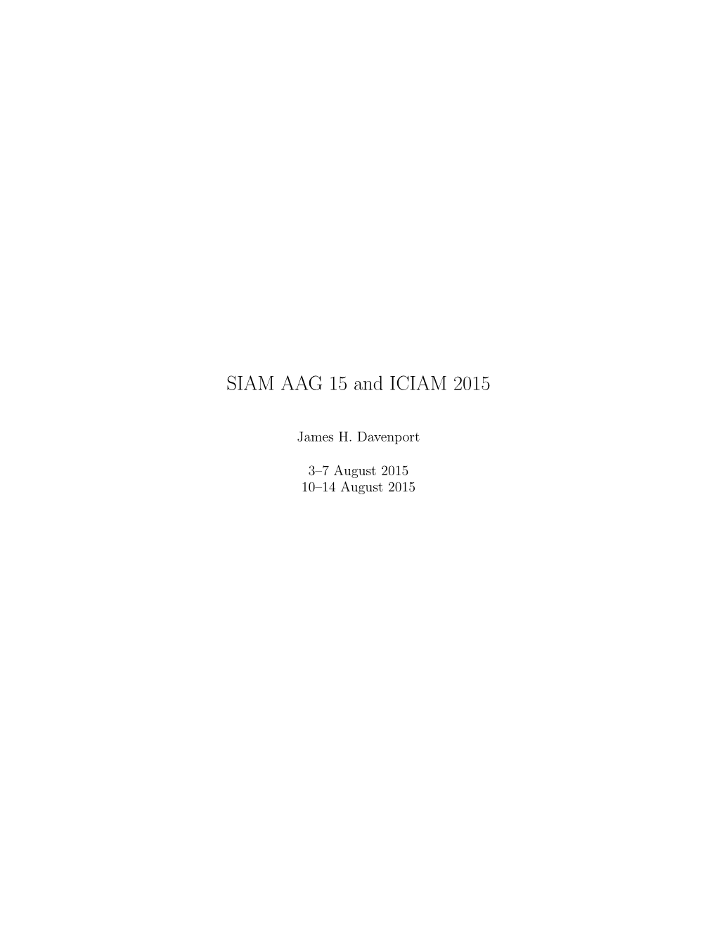 SIAM AAG 15 and ICIAM 2015