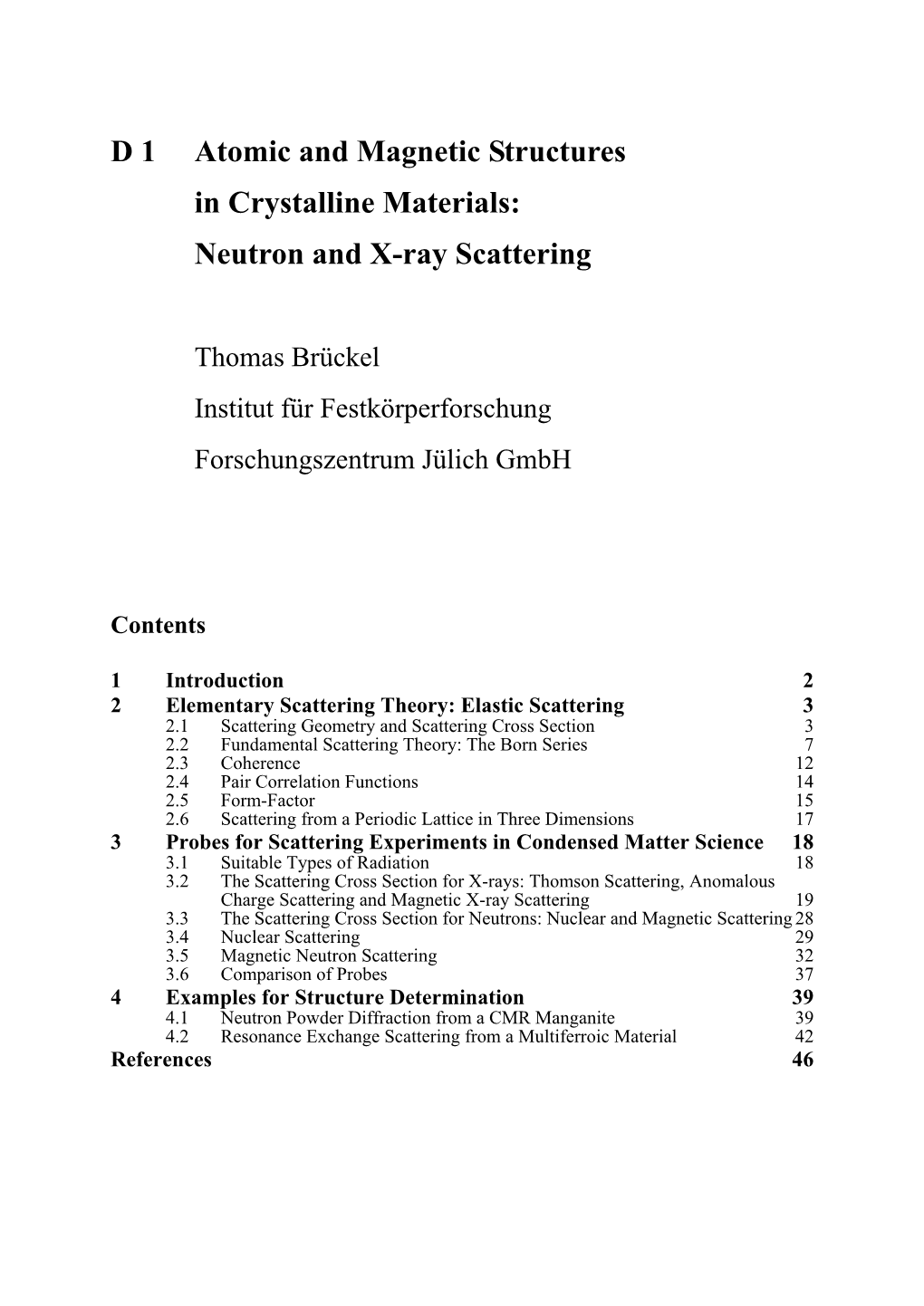 Neutron and X-Ray Scattering