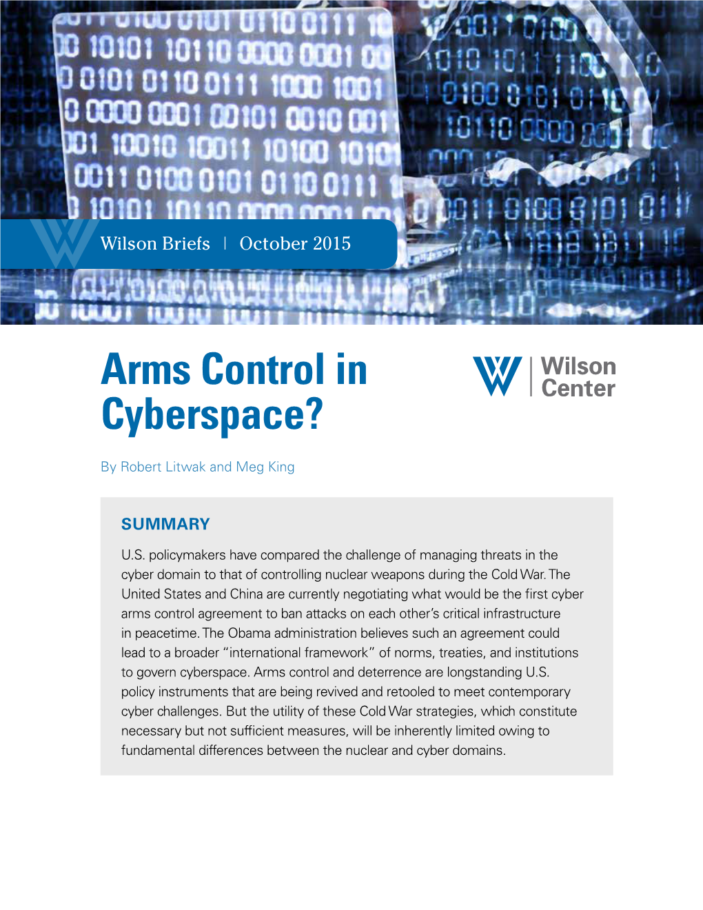 Arms Control in Cyberspace?