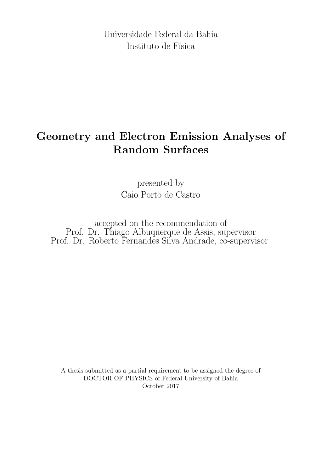 Geometry and Electron Emission Analyses of Random Surfaces
