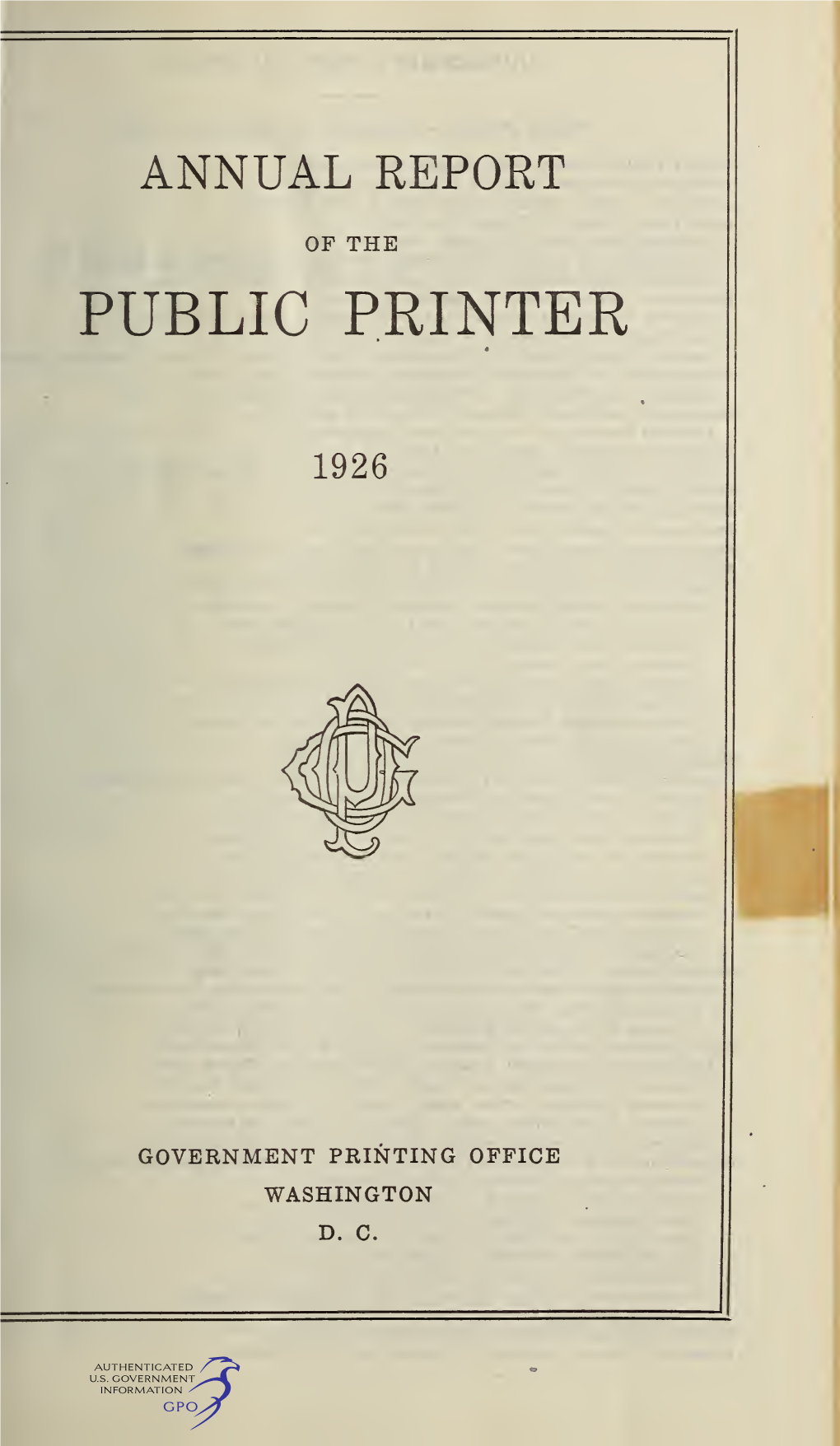 Annual Report of the Public Printer