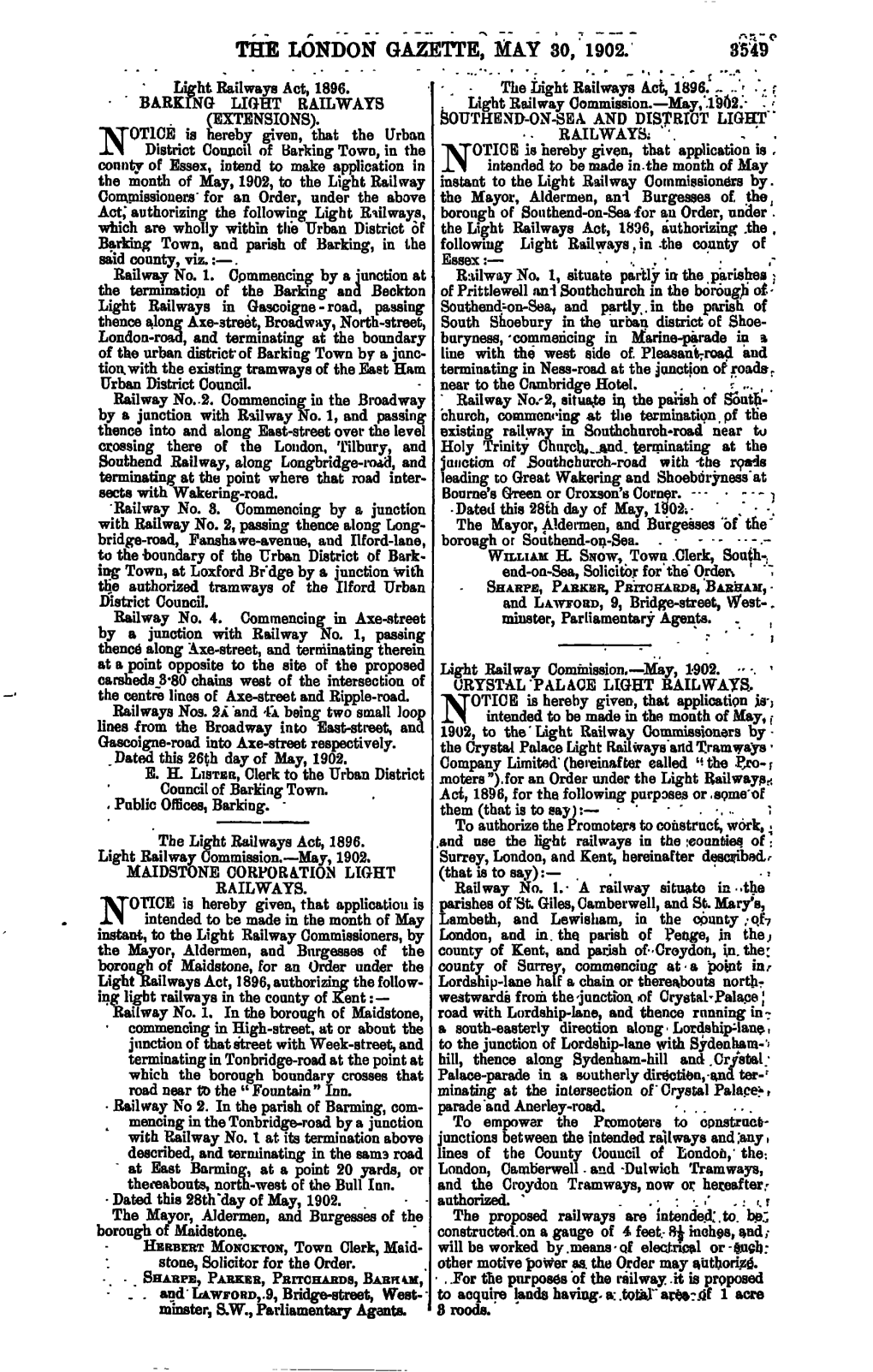 The London Gazette, May 30, 1902. 3549