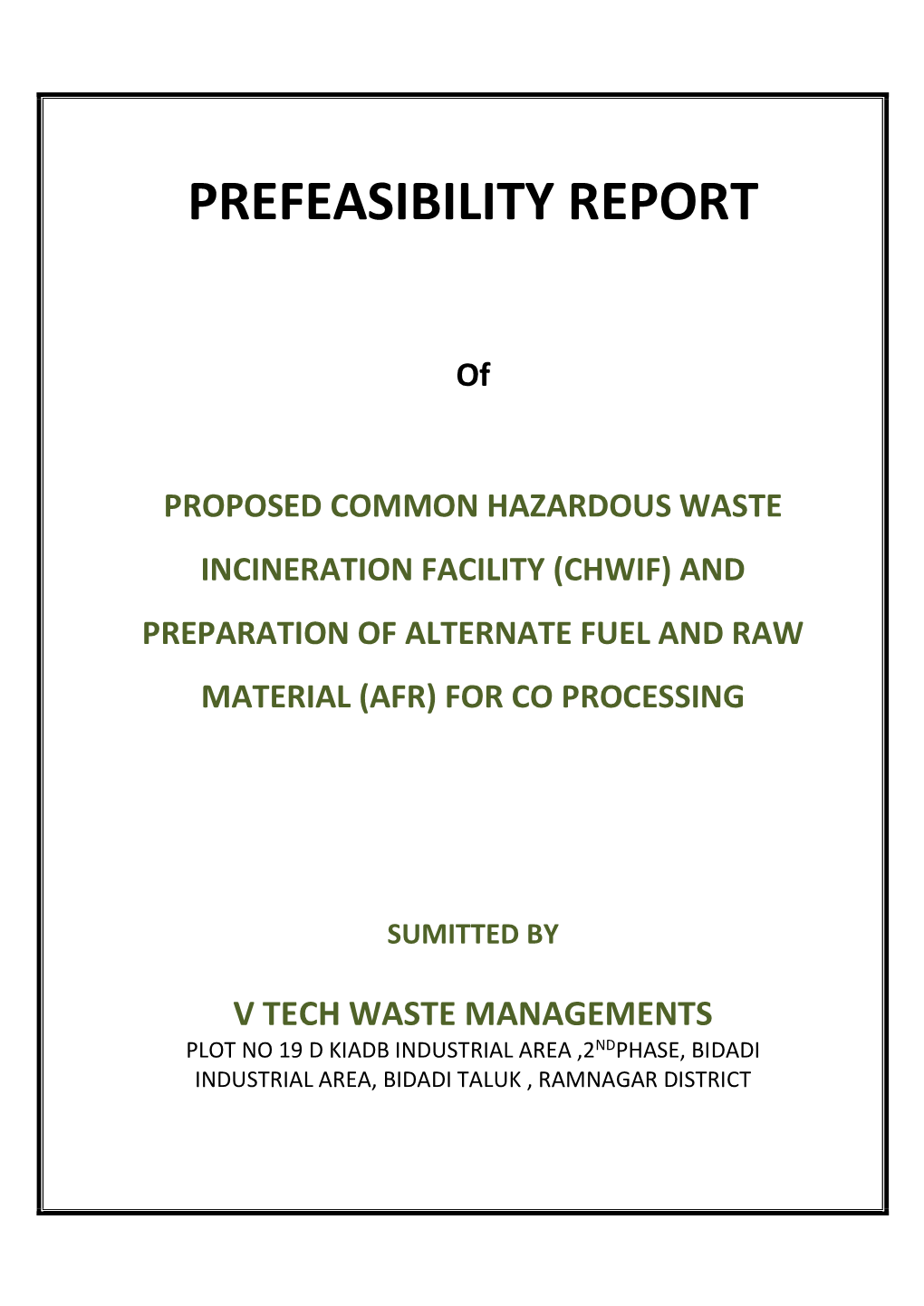 Prefeasibility Report