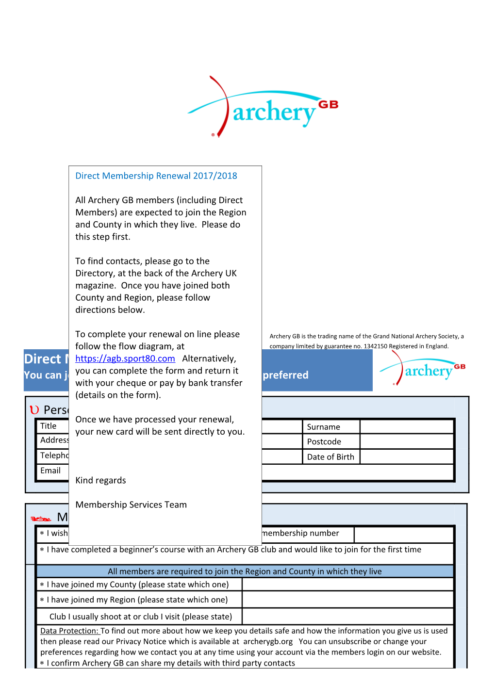 Archery GB Is the Trading Name of the Grand National Archery Society, a Company Limited