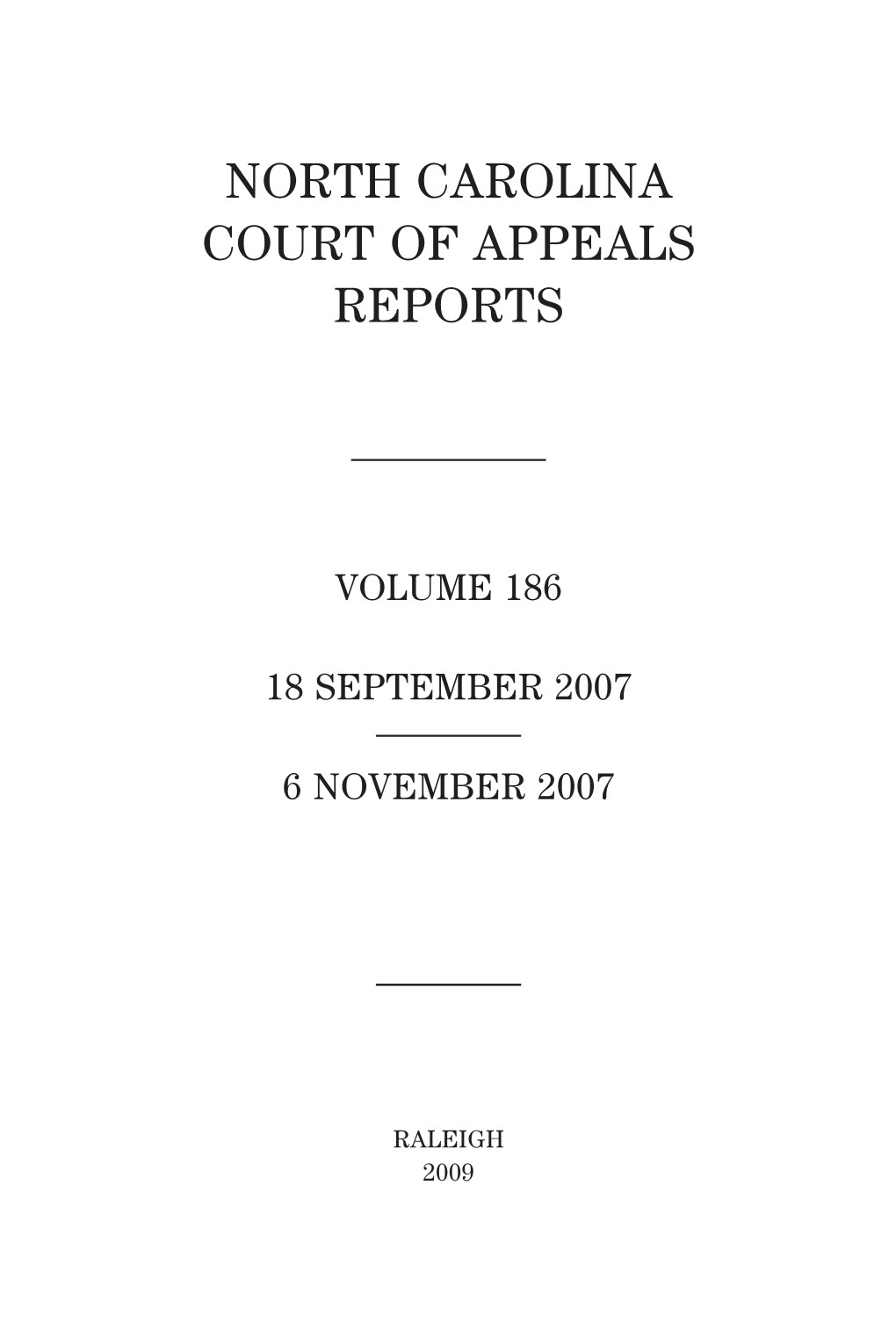North Carolina Court of Appeals Reports