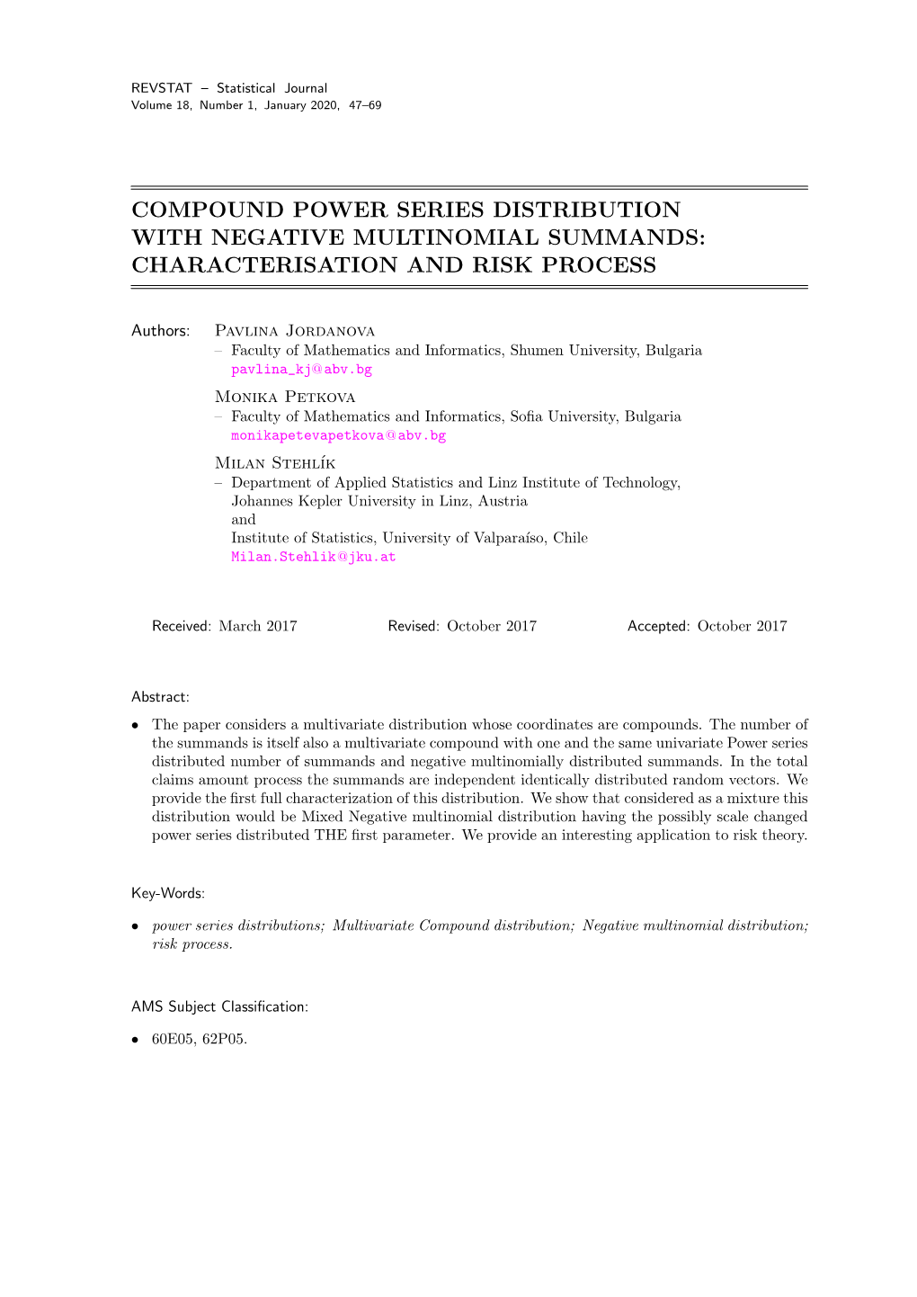 Compound Power Series Distribution with Negative Multinomial Summands: Characterisation and Risk Process