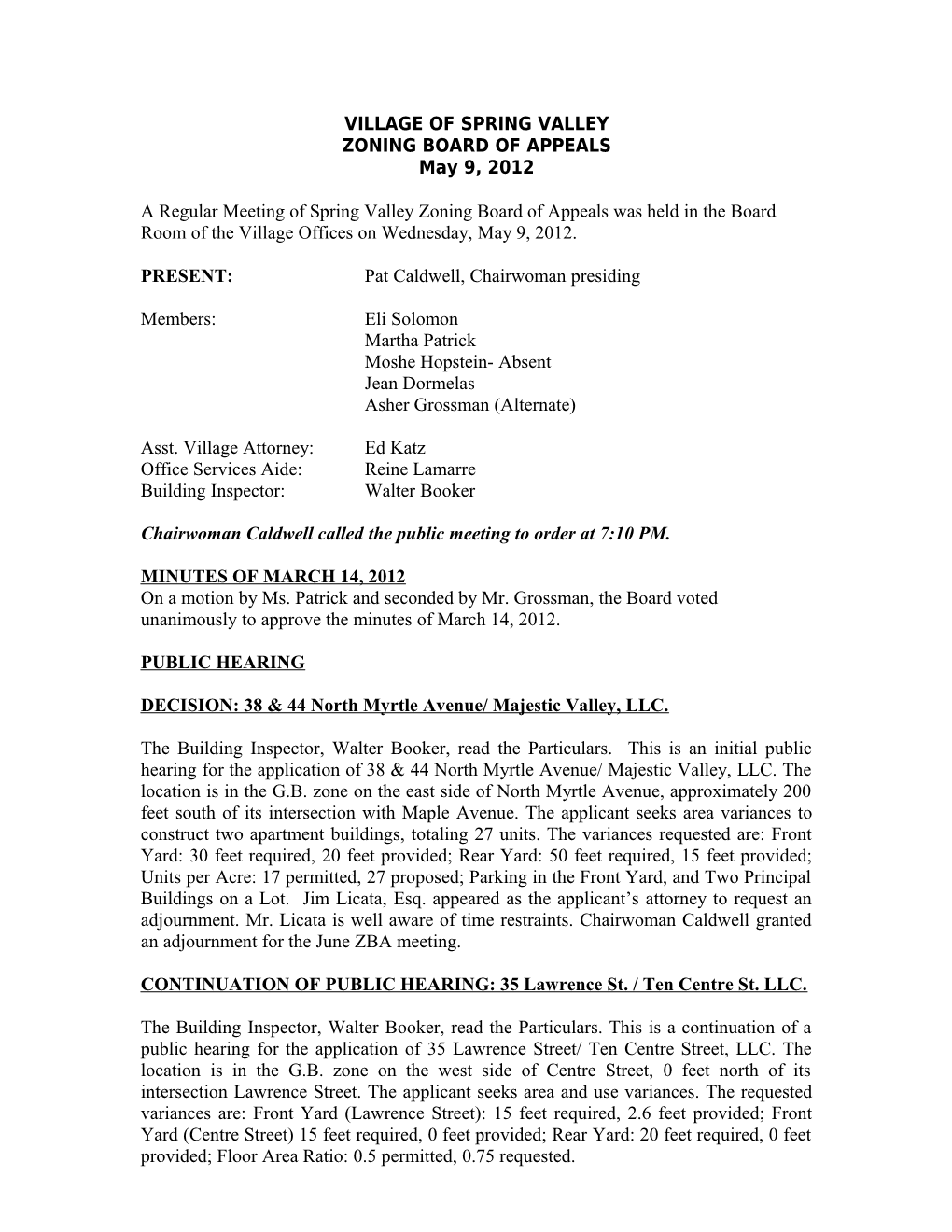 Zoning Board of Appeals