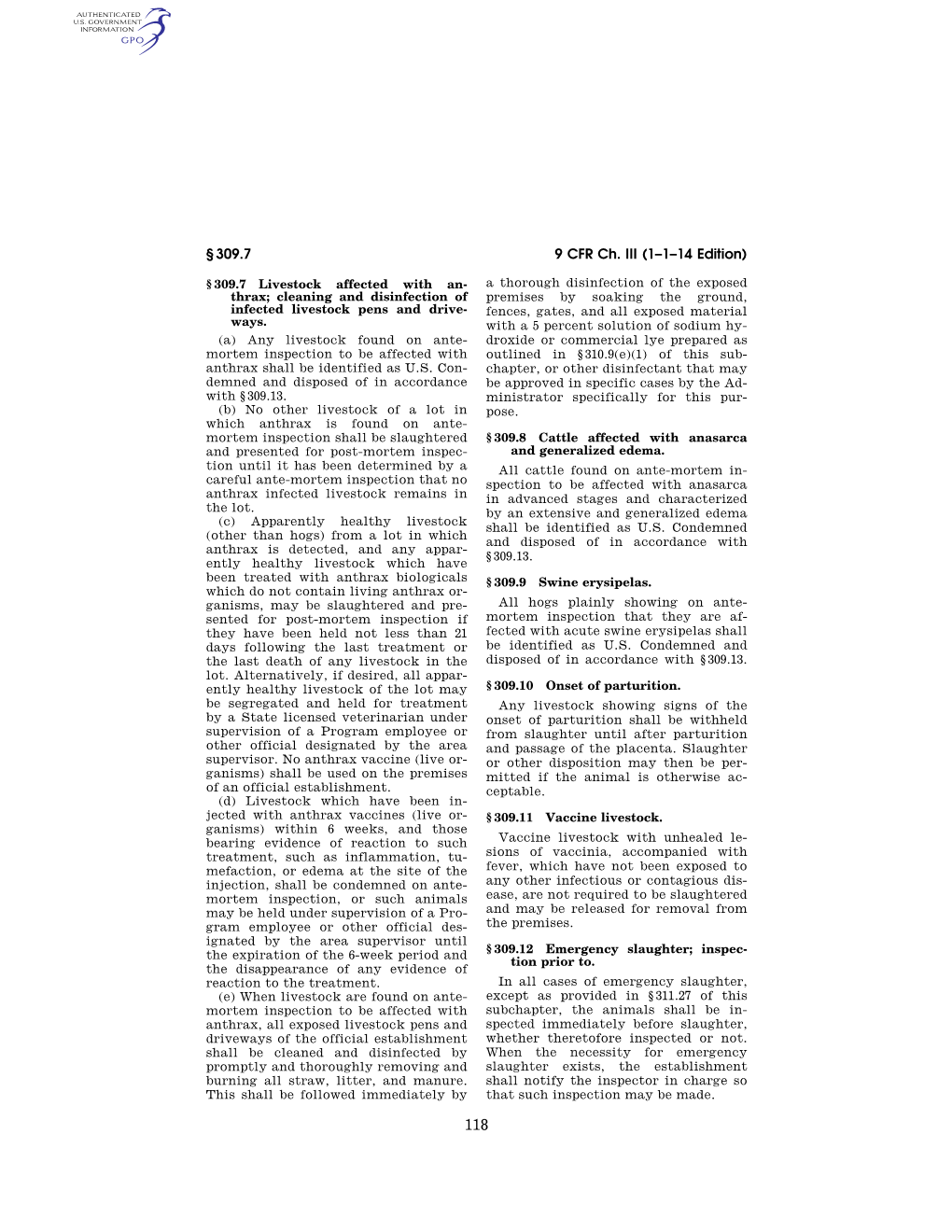 9 CFR Ch. III (1–1–14 Edition) § 309.7