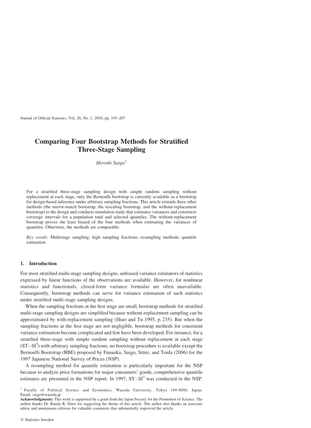 Comparing Four Bootstrap Methods for Stratified Three-Stage Sampling